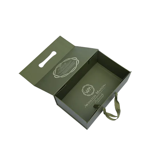 Collapsible Box with Ribbon Handle